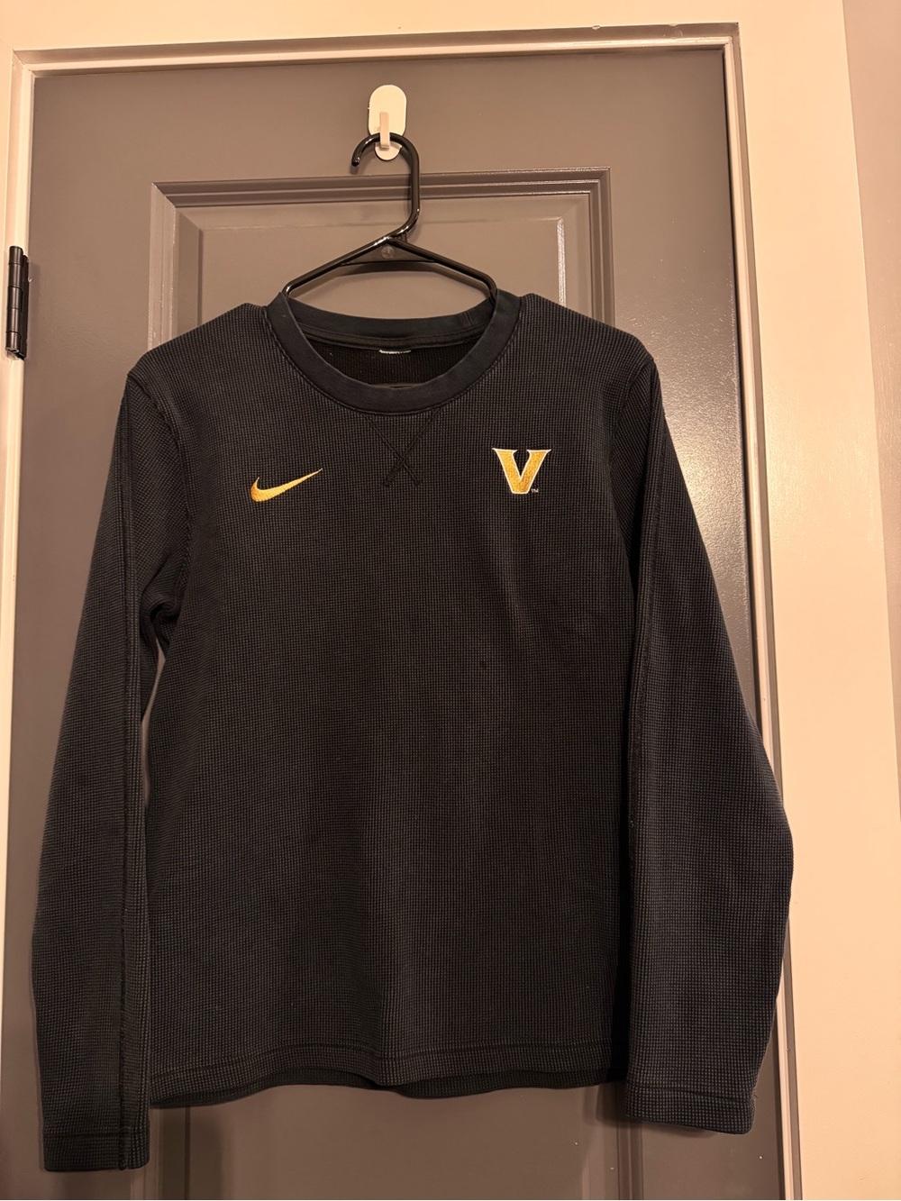 Nike Black Long Sleeve Waffle Thermal with Gold V